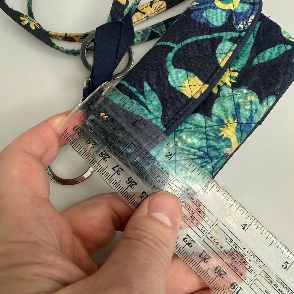 Vera Bradley Moonlight Garden - Iconic Zip ID Case & Lanyard Wallet Floral EUC